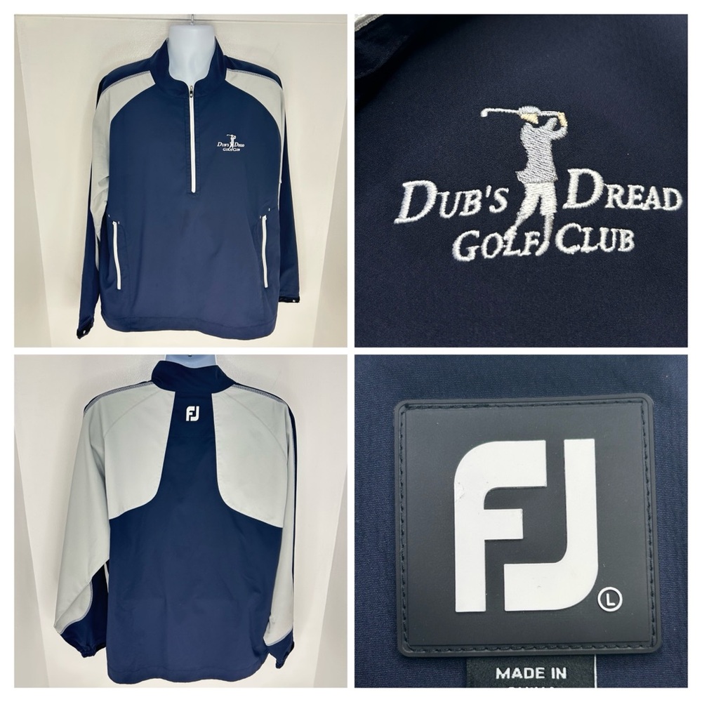 Footjoy 1/2 Zip Golf Pullover Windbreaker Jacket Size Large Dubs Dread GC KC - Picture 1 of 14